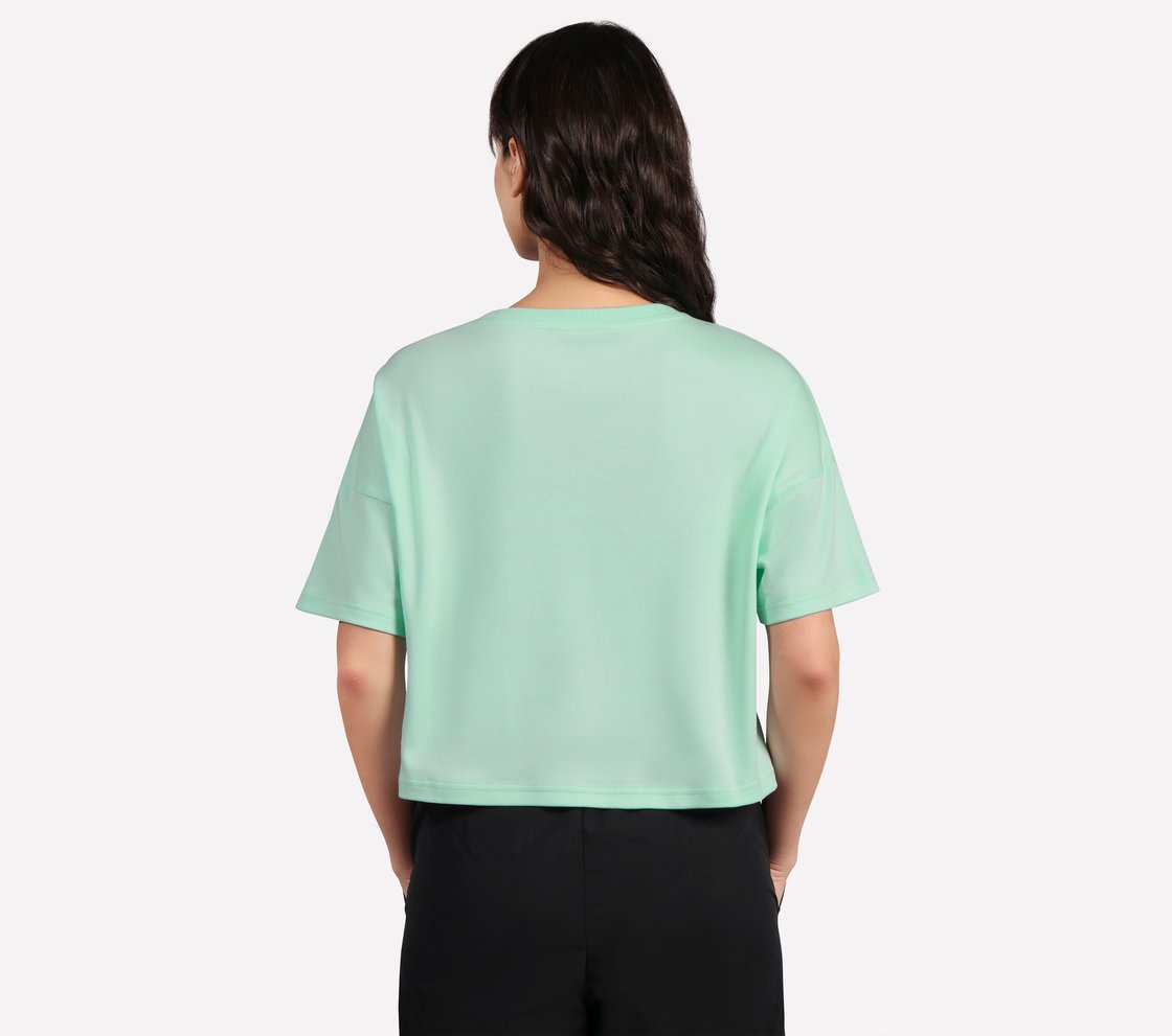 EMBROIDERED BOXY FIT T-SHIRT, AQUA/PURPLE Apparel Left View