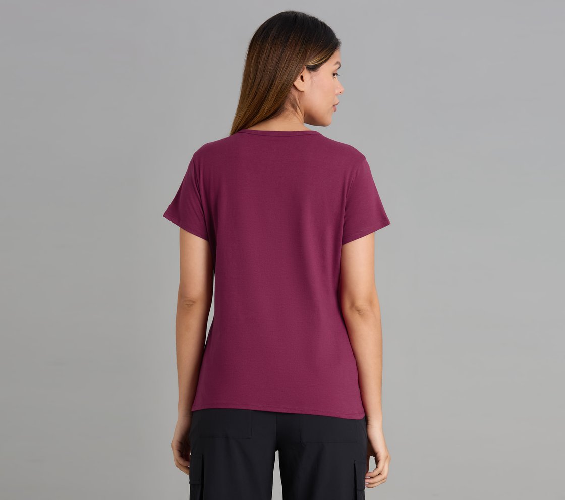 CREW NECK DIAMONTE T-SHIRT, BURGUNDY/PINK Apparel Left View