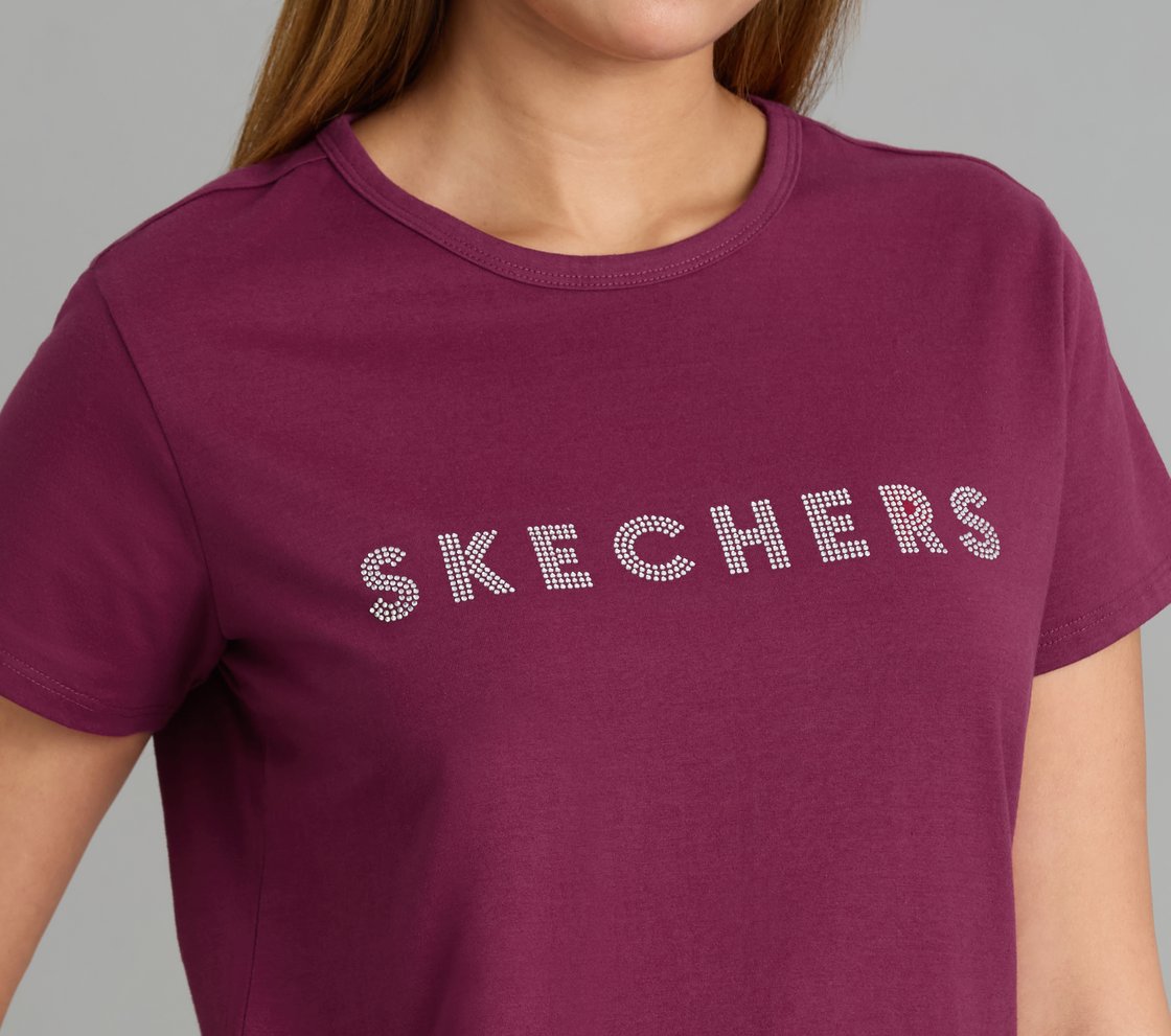 CREW NECK DIAMONTE T-SHIRT, BURGUNDY/PINK Apparel Right View