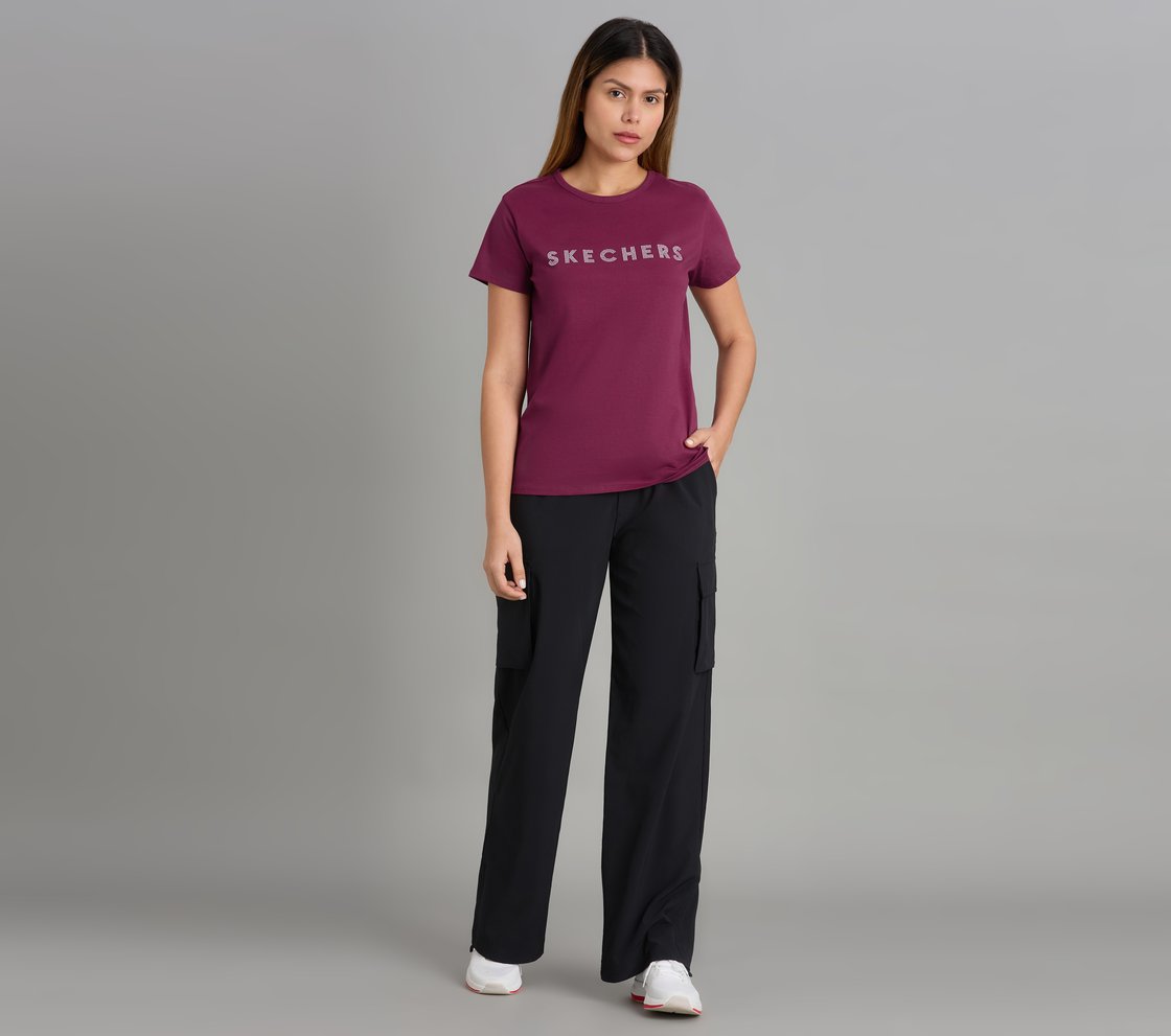 CREW NECK DIAMONTE T-SHIRT, BURGUNDY/PINK