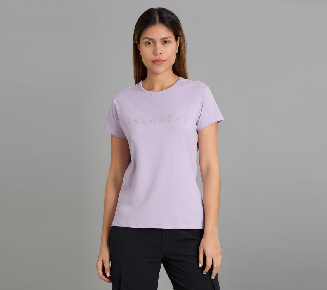 CREW NECK DIAMONTE T-SHIRT, PURPLE/LAVENDER Apparel Lateral View