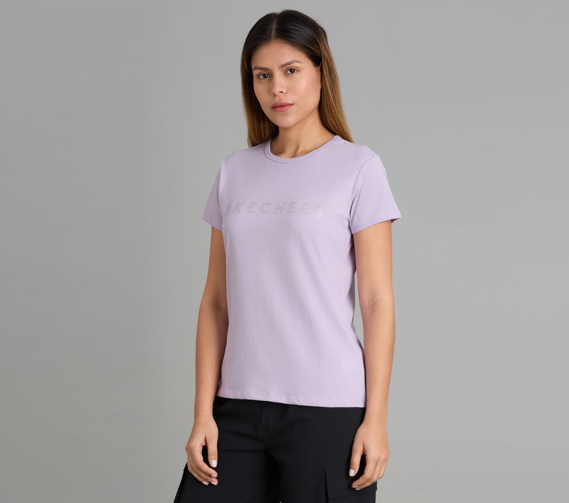 CREW NECK DIAMONTE T-SHIRT, PURPLE/LAVENDER Apparel Top View