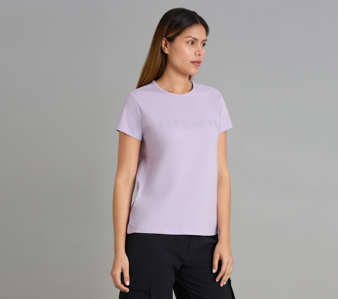 CREW NECK DIAMONTE T-SHIRT, PURPLE/LAVENDER Apparel Bottom View
