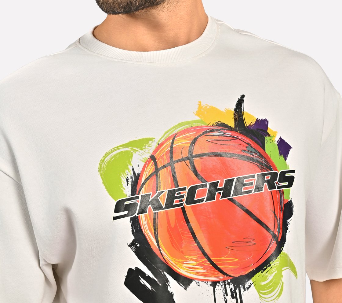 BASKETBALL GRAPHIC T-SHIRT, WHITE Apparel Bottom View