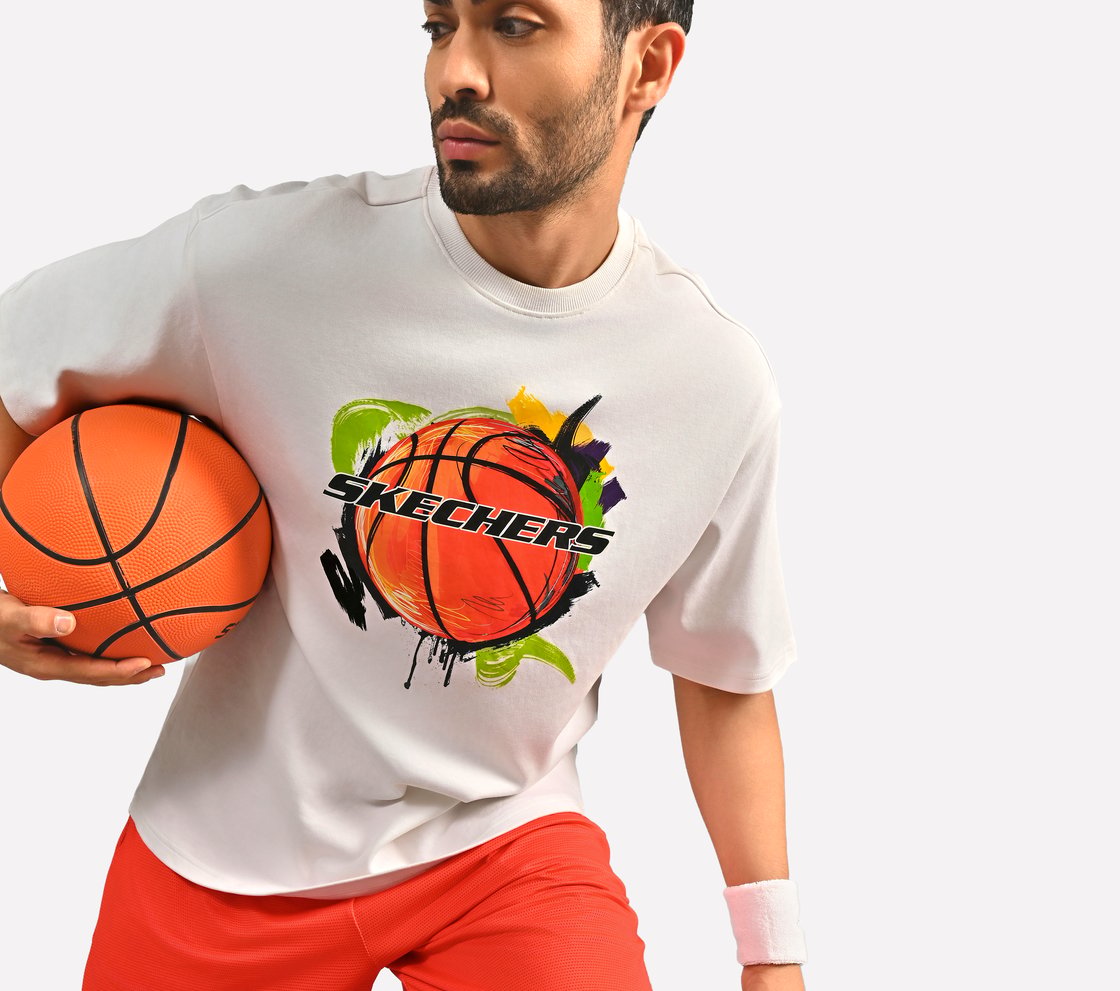 BASKETBALL GRAPHIC T-SHIRT, WHITE Apparel Right View