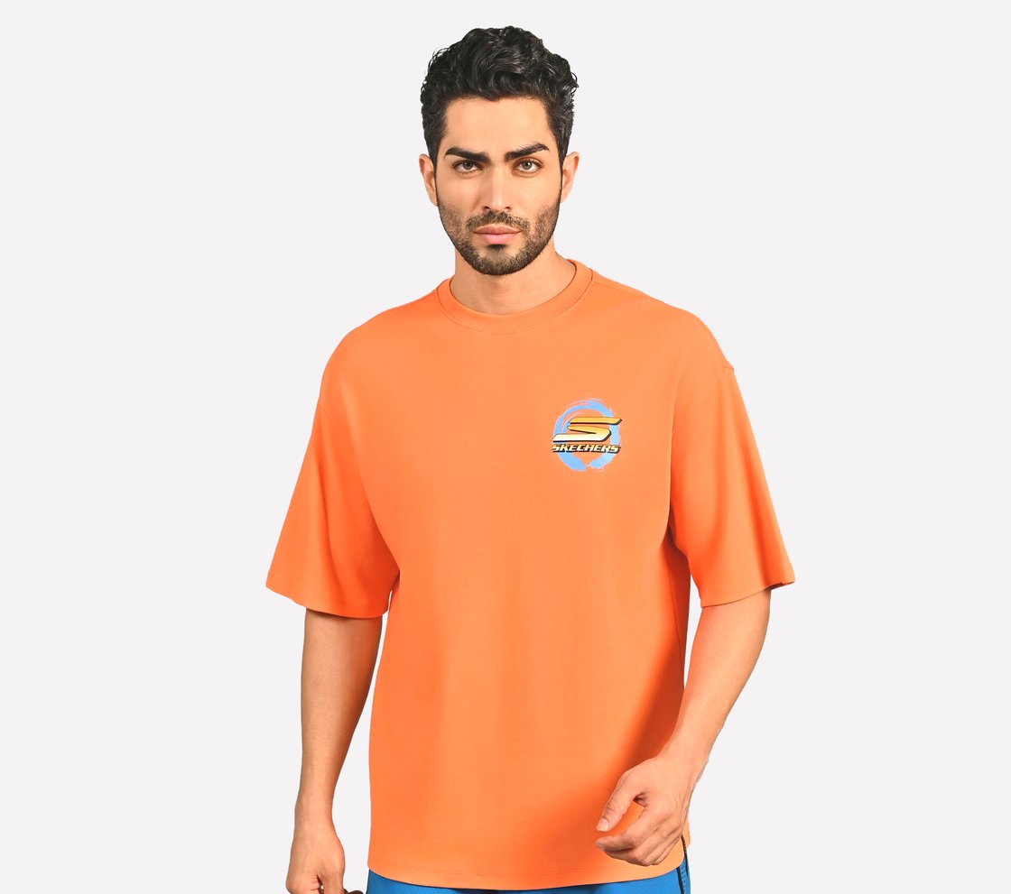 PICKLEBALL OVERSIZE T-SHIRT, TURQUOISE/CORAL Apparel Lateral View