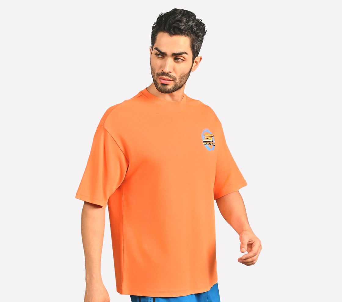 PICKLEBALL OVERSIZE T-SHIRT, TURQUOISE/CORAL Apparel Bottom View
