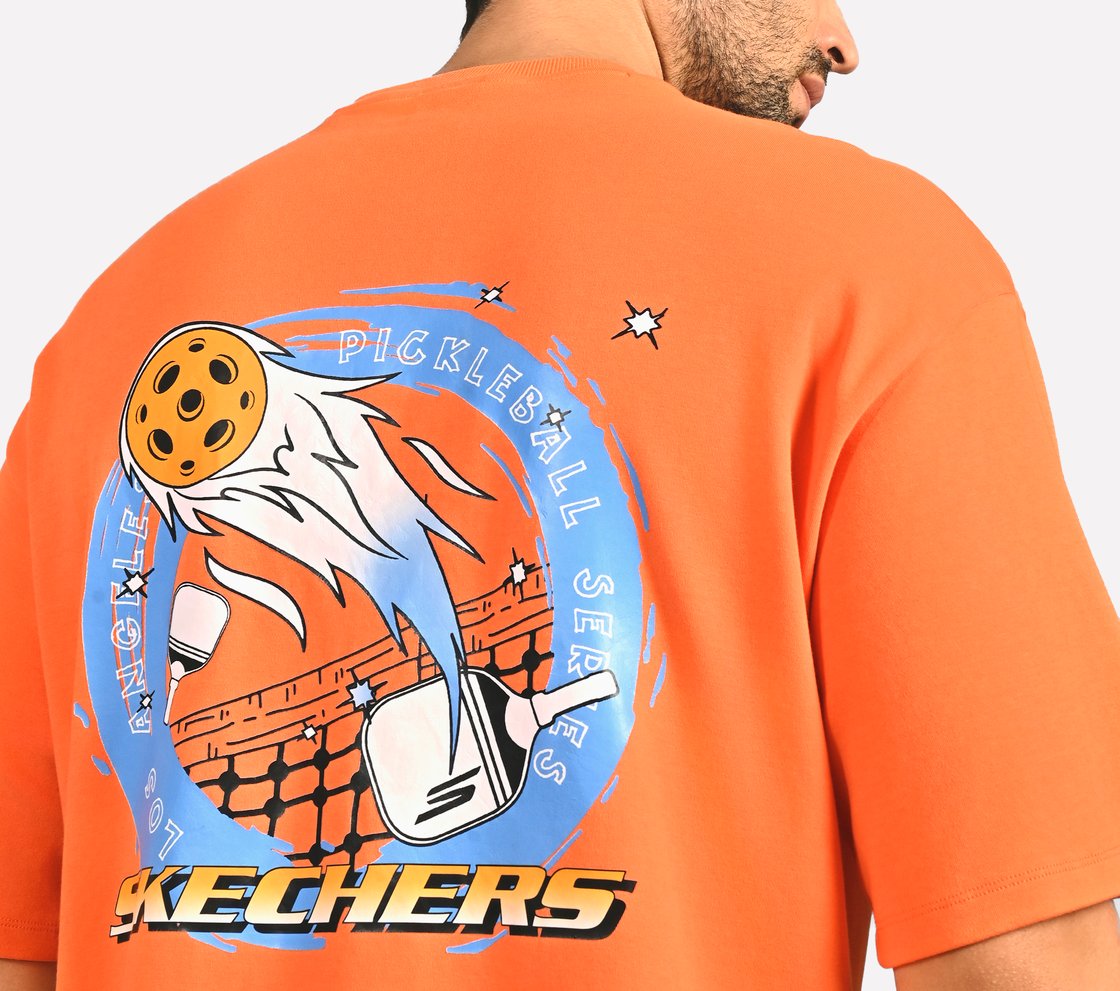 PICKLEBALL OVERSIZE T-SHIRT, TURQUOISE/CORAL Apparel Right View