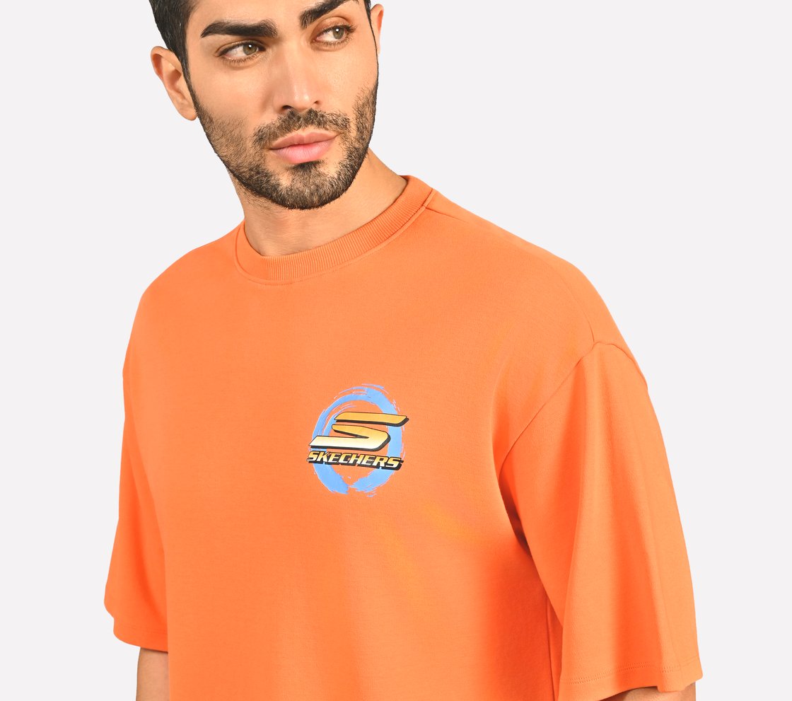 PICKLEBALL OVERSIZE T-SHIRT, TURQUOISE/CORAL Apparel Right View
