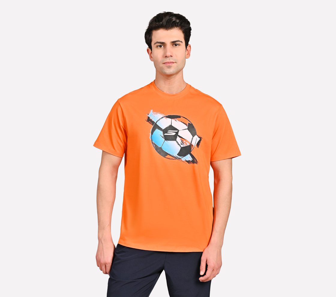 SKECHERS MENS SOCCER BALL OVERSIZE, TAUPE/ ORANGE