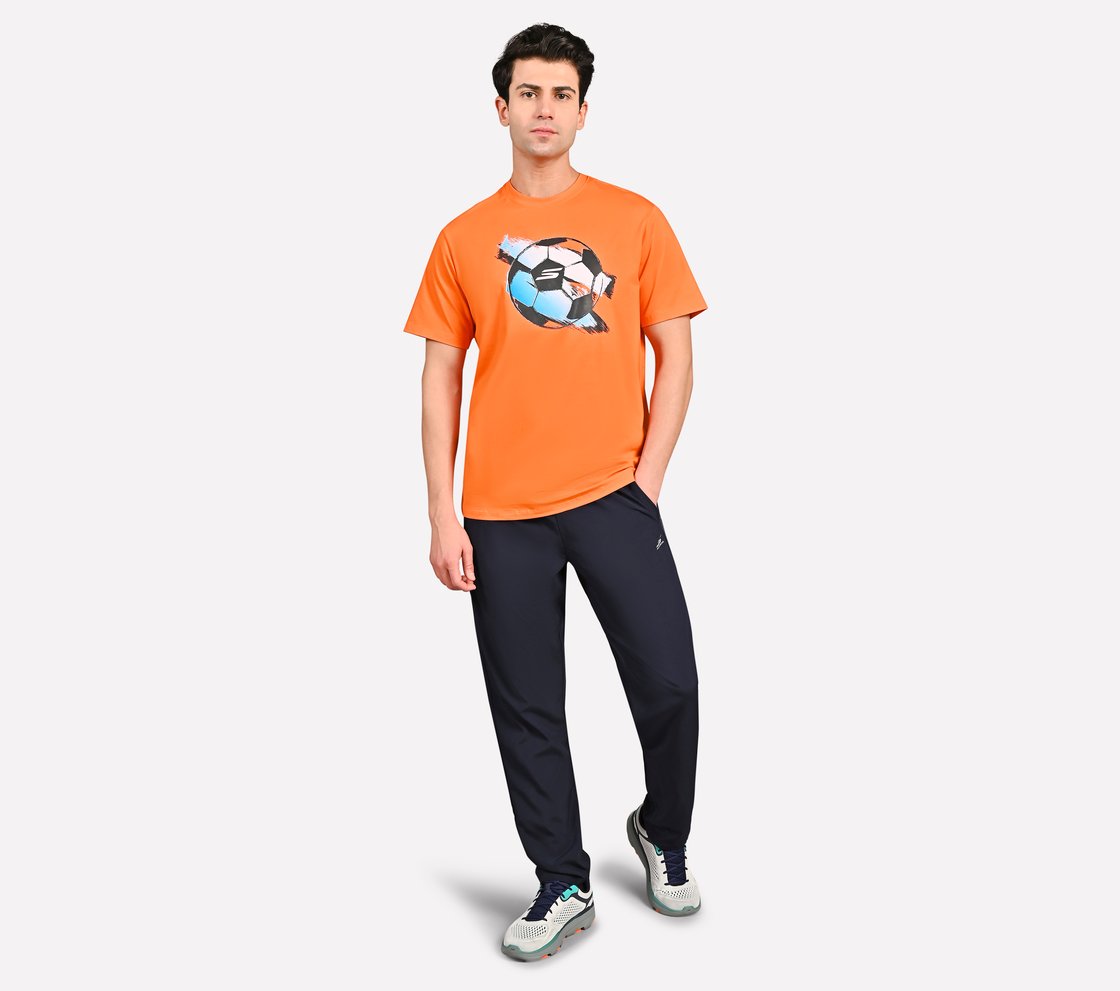 SKECHERS MENS SOCCER BALL OVERSIZE, TAUPE/ ORANGE