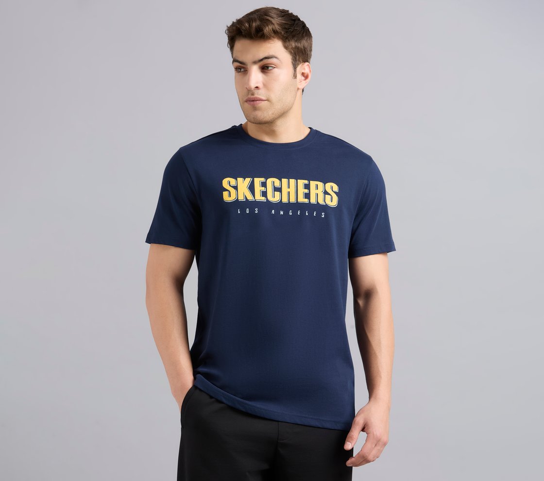 SKECHERS HAND PAINTED TEE, NAVY