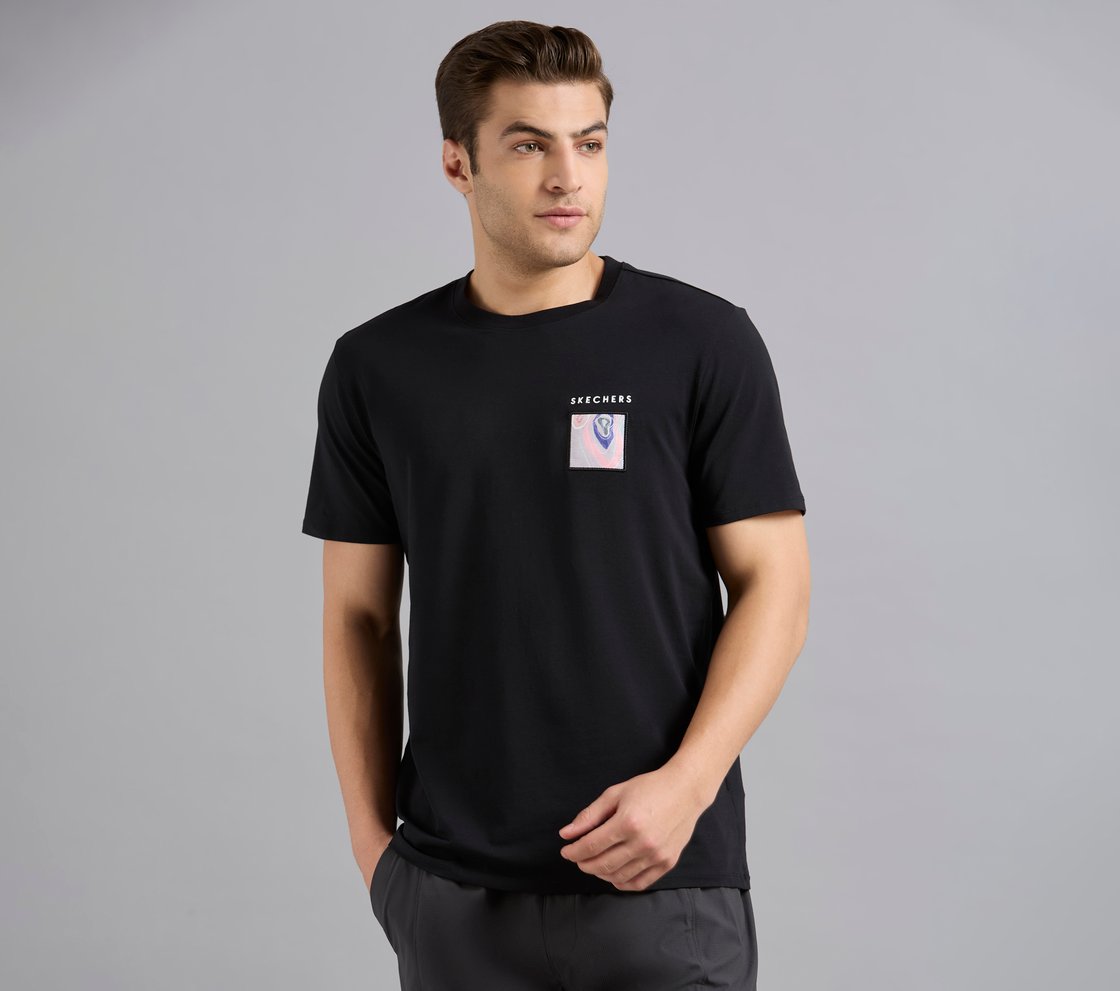 APPLIQUE PRINT T-SHIRT, BLACK