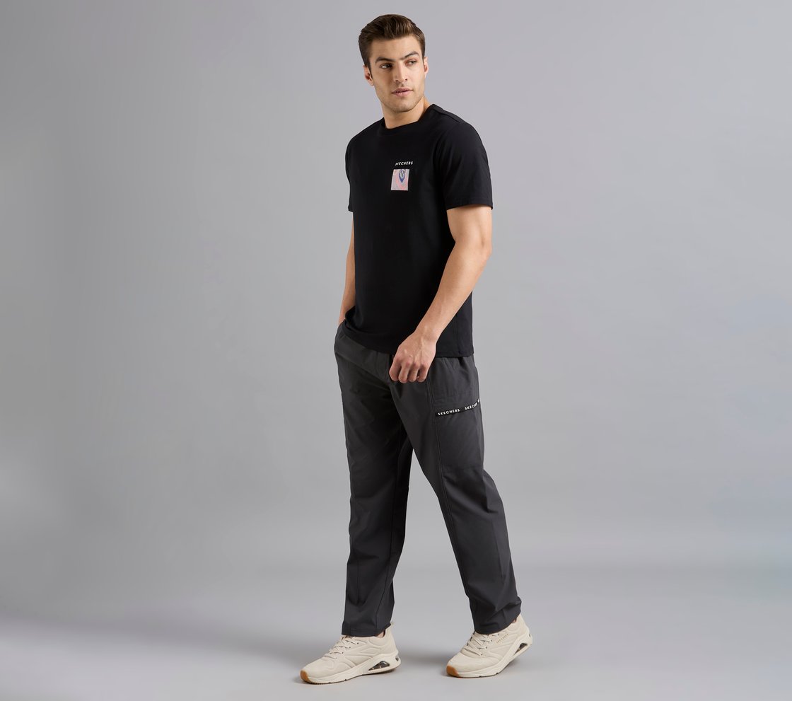 APPLIQUE PRINT T-SHIRT, BLACK