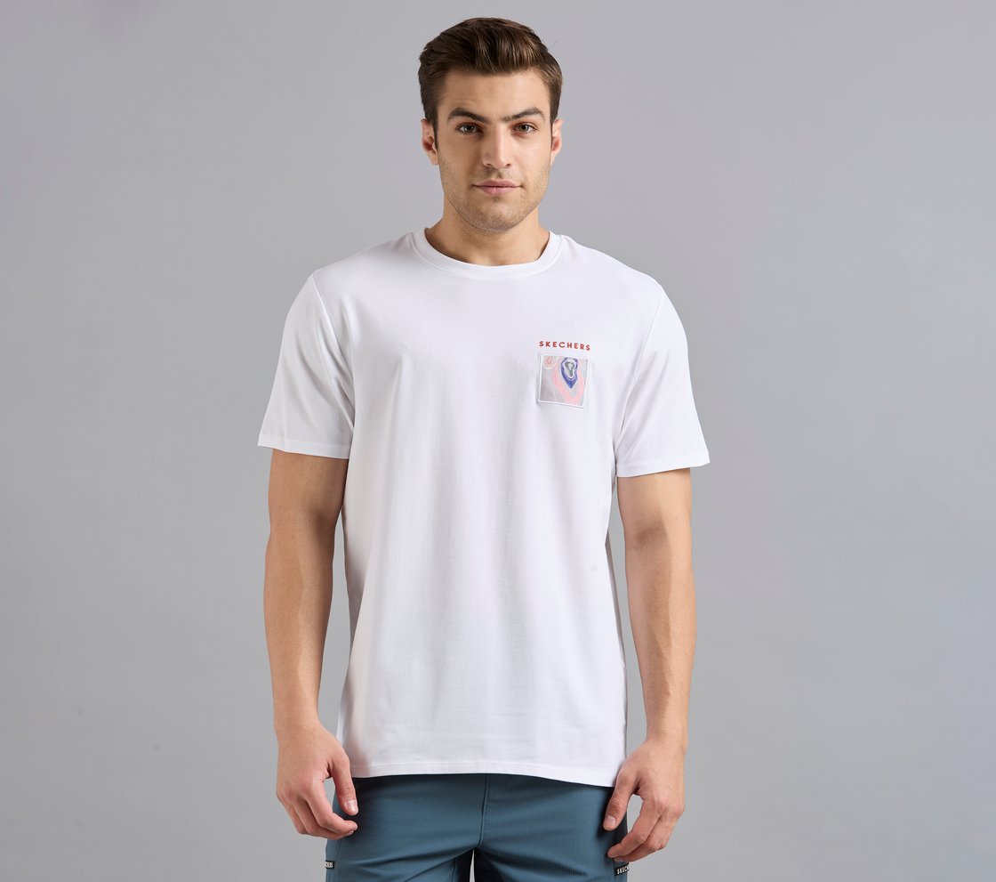 APPLIQUE PRINT T-SHIRT, WHITE Apparel Lateral View