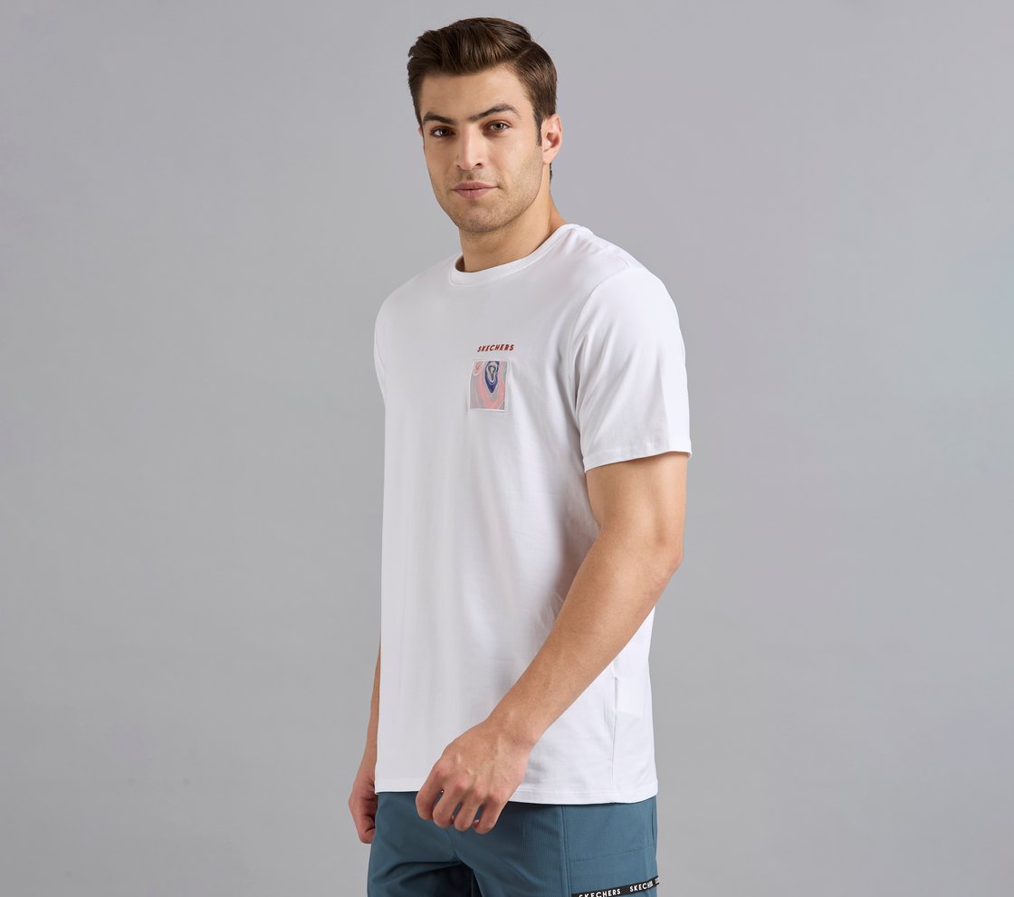 APPLIQUE PRINT T-SHIRT, WHITE Apparel Top View