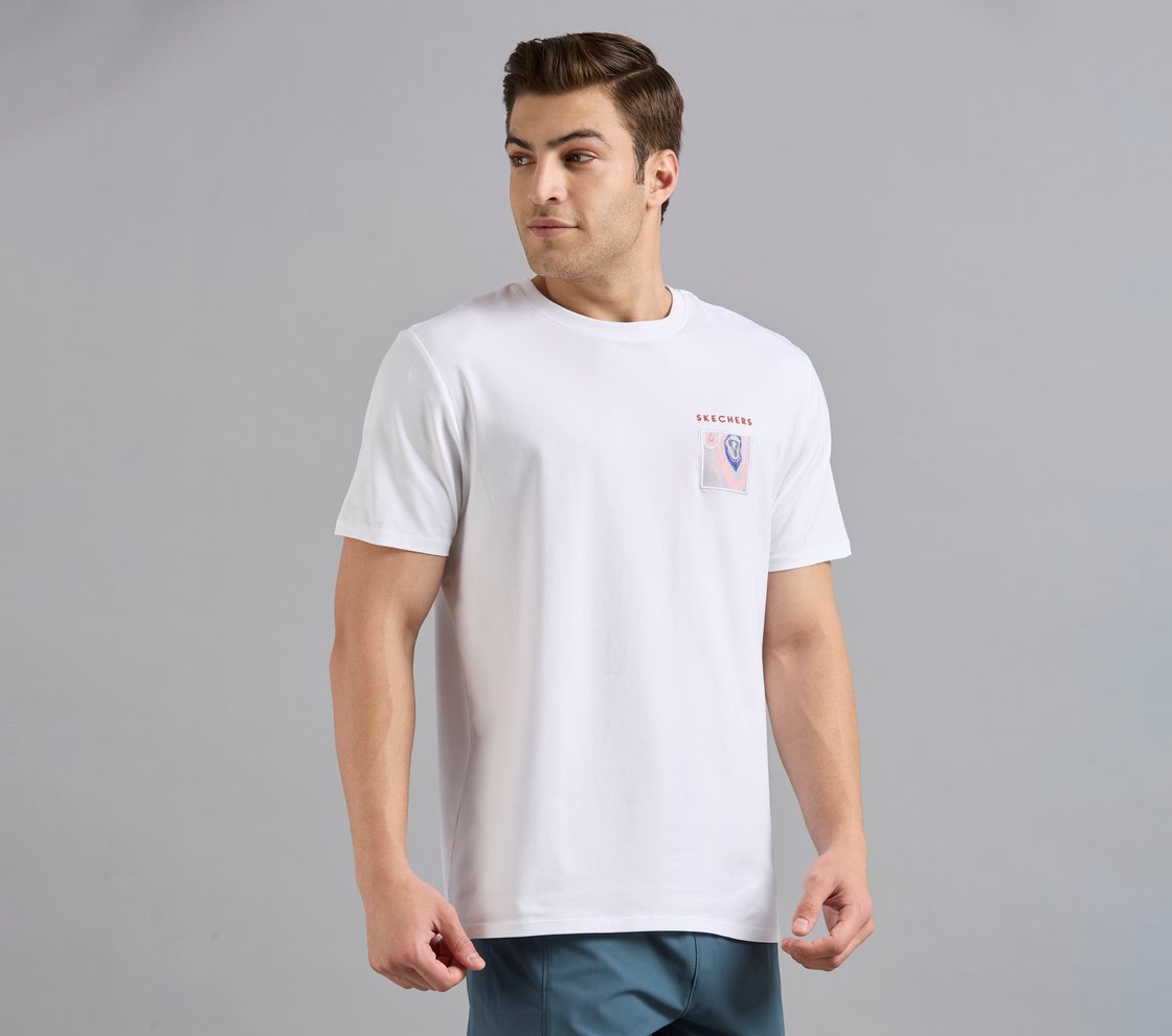 APPLIQUE PRINT T-SHIRT, WHITE Apparel Bottom View