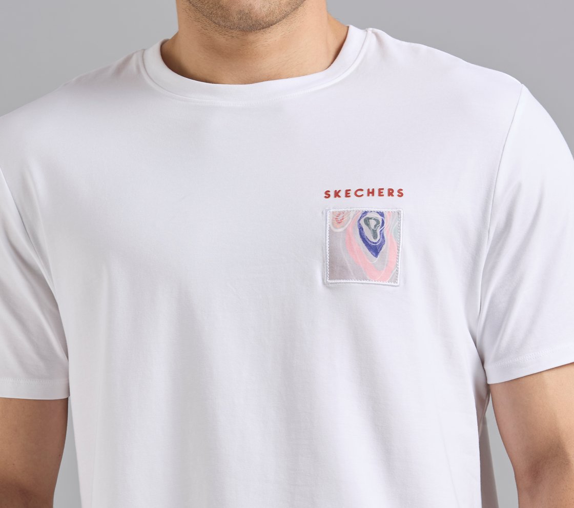APPLIQUE PRINT T-SHIRT, WHITE Apparel Right View