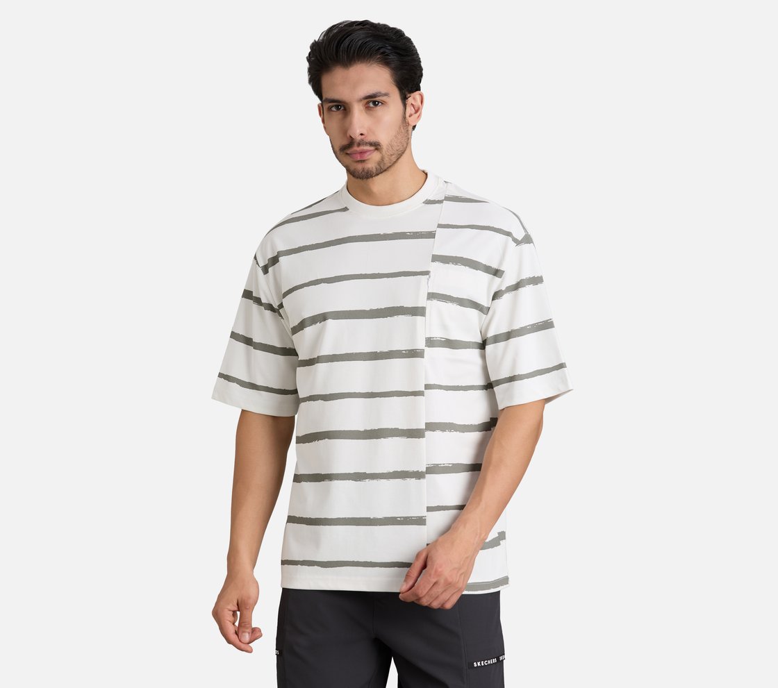 MISMATCH STRIPE PANEL TEE, WHITE