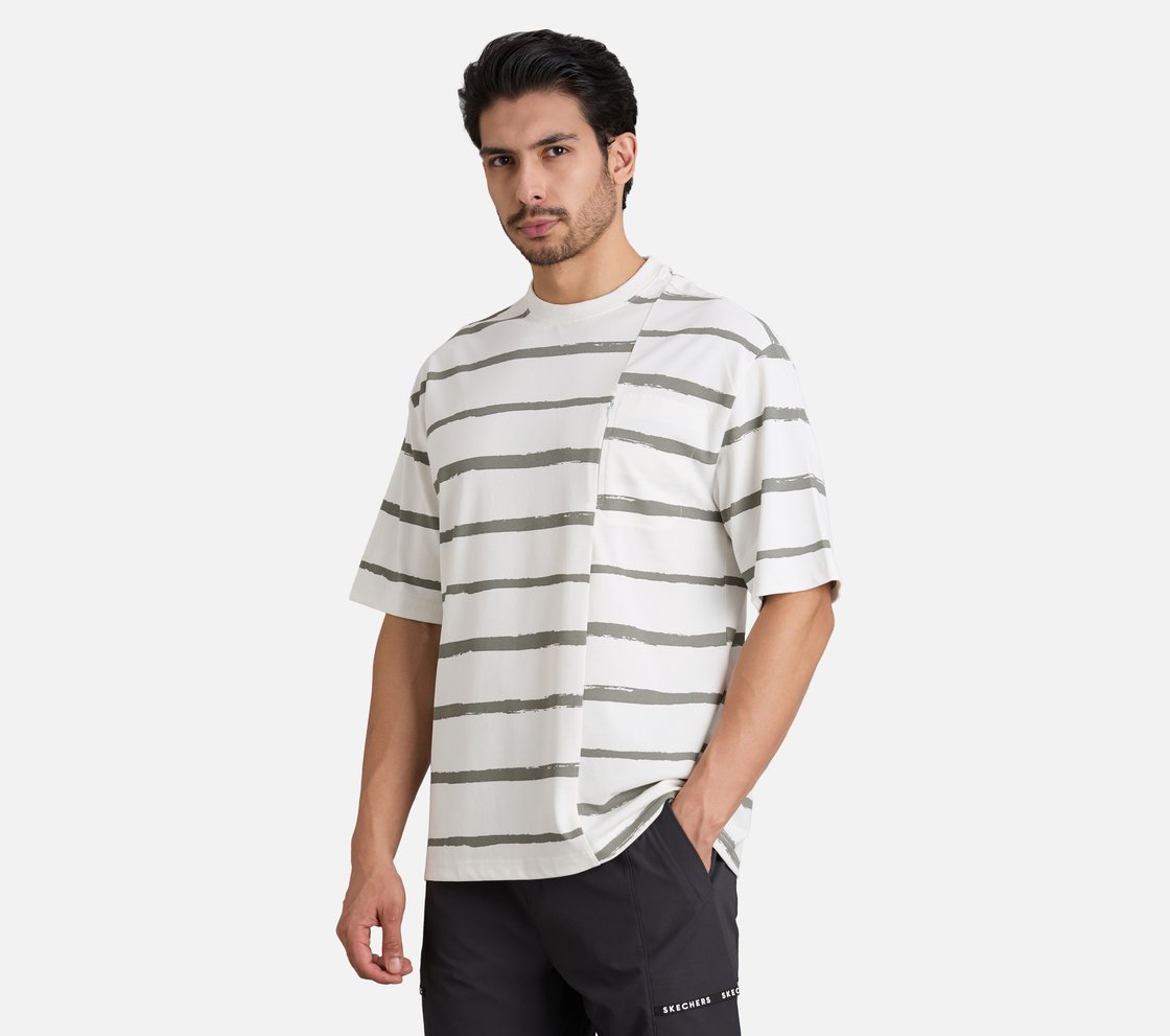 MISMATCH STRIPE PANEL TEE, WHITE