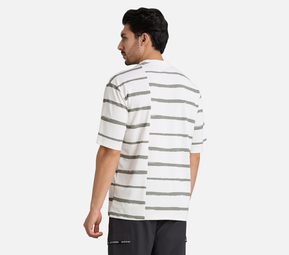 MISMATCH STRIPE PANEL TEE, WHITE Apparel Left View