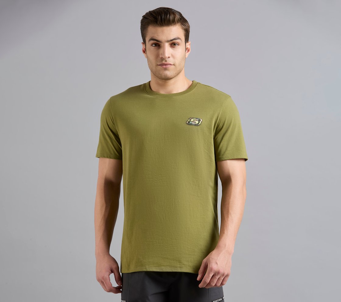 ANIME SPRAY APPLIQUE TEE, BROWN/SAGE Apparel Lateral View