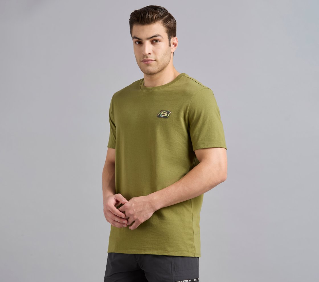 ANIME SPRAY APPLIQUE TEE, BROWN/SAGE Apparel Top View