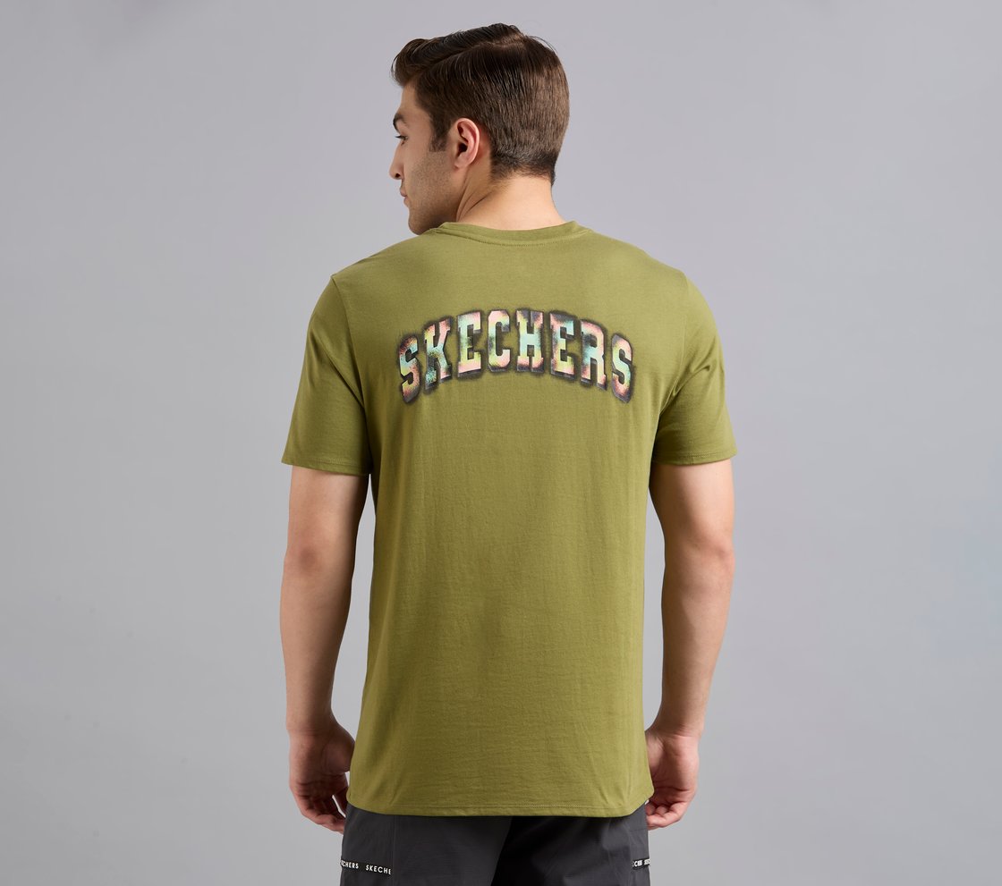 ANIME SPRAY APPLIQUE TEE, BROWN/SAGE Apparel Left View
