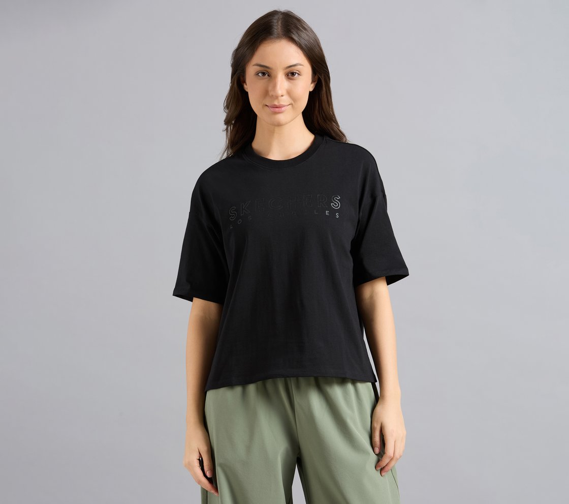 GEL PRINT OVERSIZED TEE, BLACK