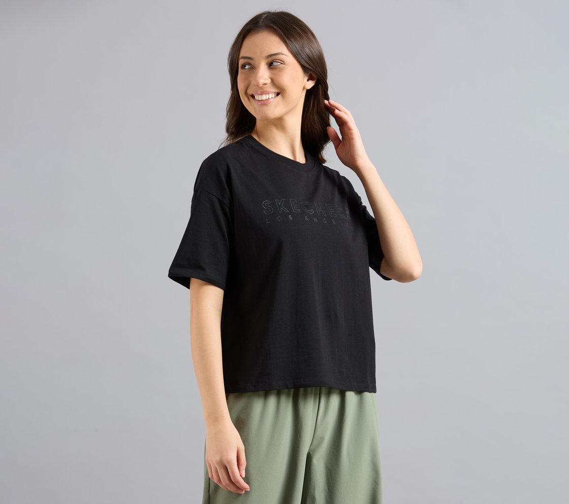 GEL PRINT OVERSIZED TEE, BLACK