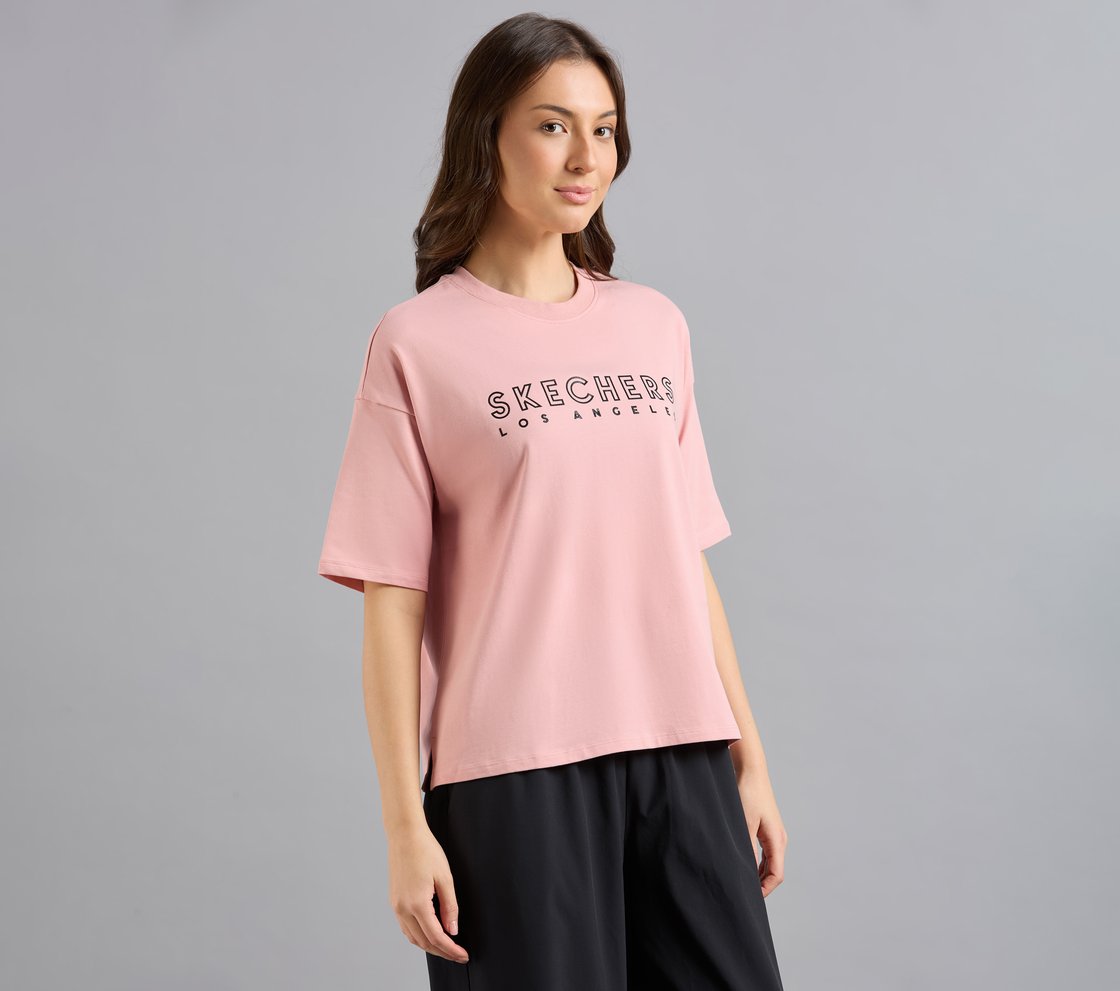 GEL PRINT OVERSIZED TEE, PURPLE/YELL Apparel Bottom View