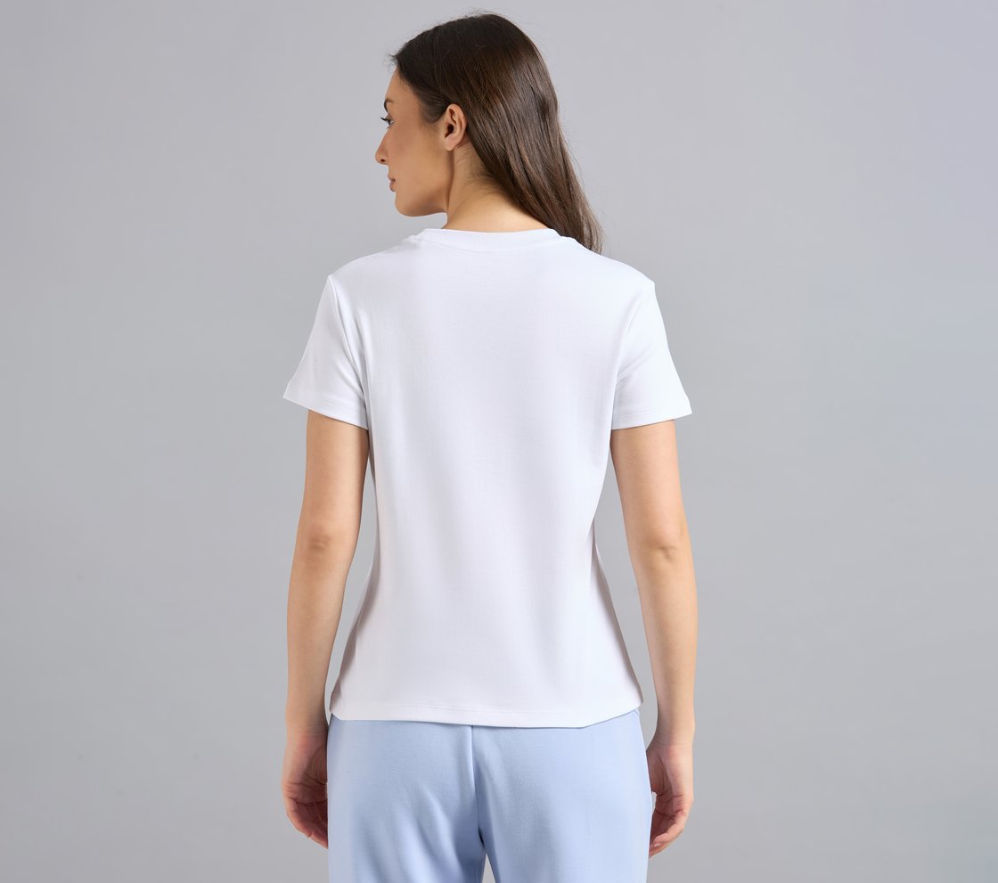 TUFT EMBROIDERED TEE, WHITE Apparel Left View