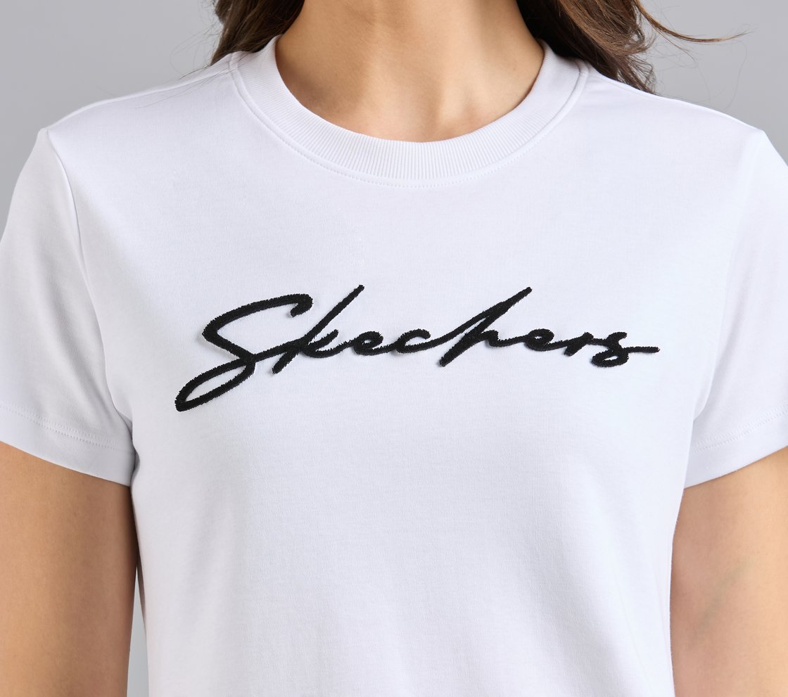TUFT EMBROIDERED TEE, WHITE Apparel Right View