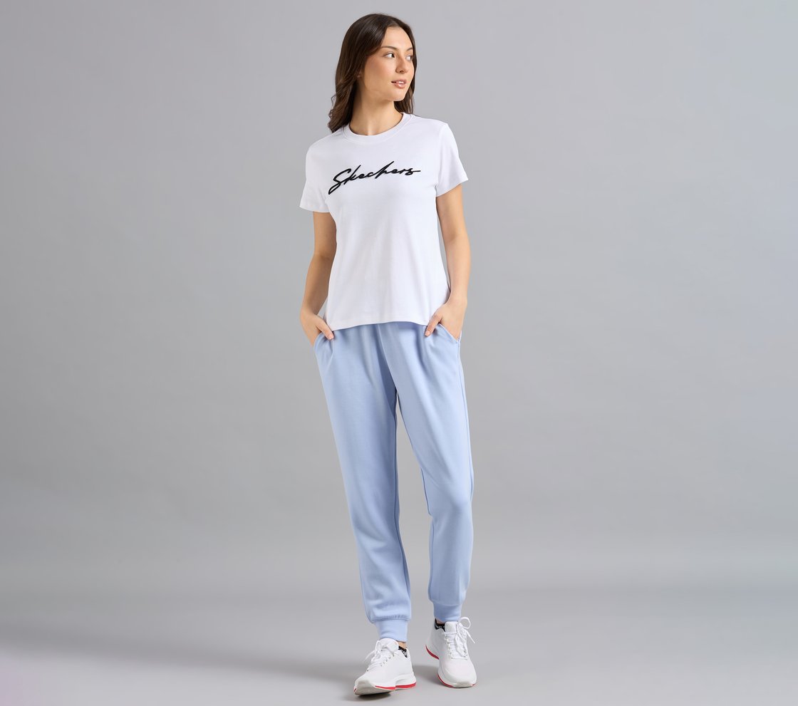 TUFT EMBROIDERED TEE, WHITE Apparel Right View