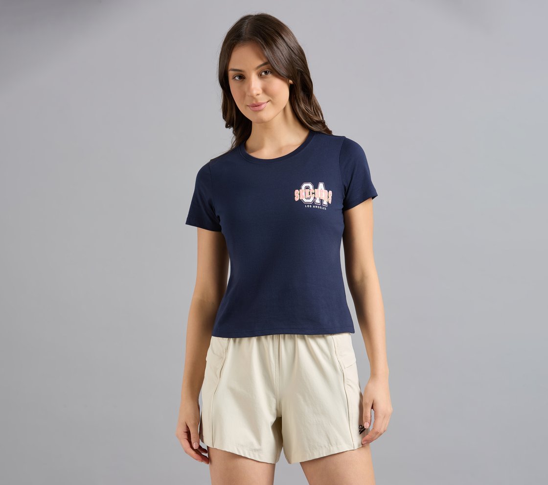 L.A. PLACEMENT PRINT T-SHIRT, NAVY Apparel Lateral View