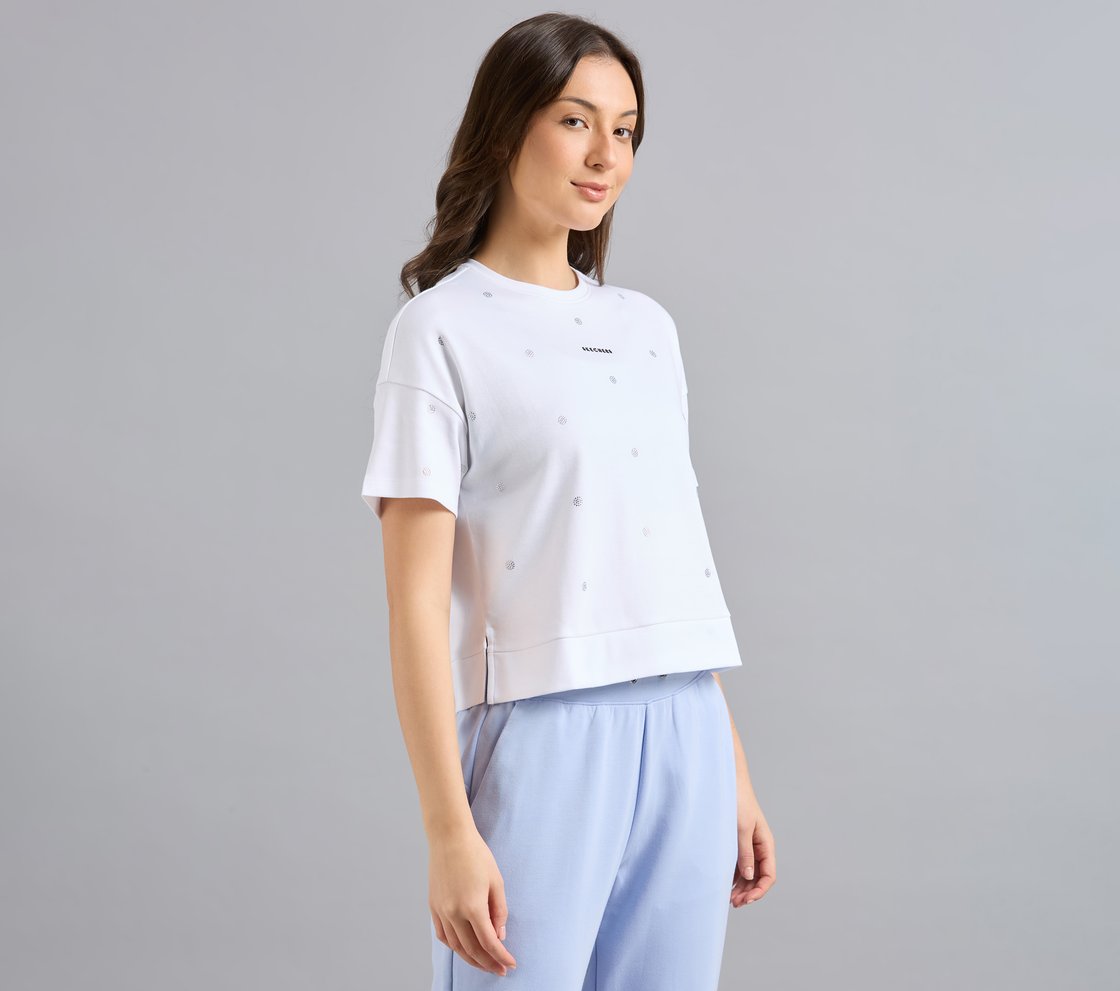 ALL OVER RHINESTONE T-SHIRT, WHITE