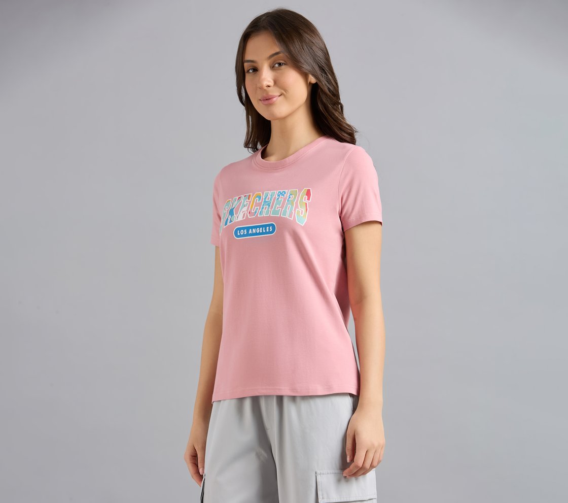 VARSITY DOODLE TSHIRT, PURPLE/YELL Apparel Top View