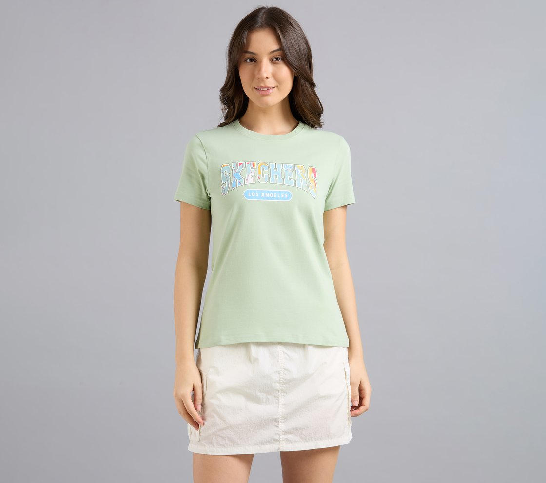 VARSITY DOODLE TSHIRT, YELLOW/BLUE Apparel Lateral View