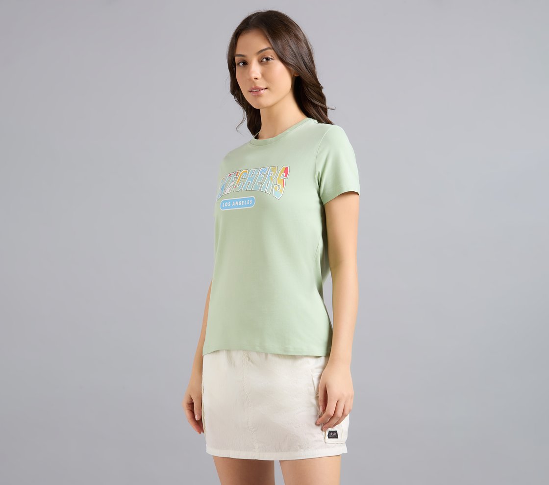VARSITY DOODLE TSHIRT, YELLOW/BLUE Apparel Top View
