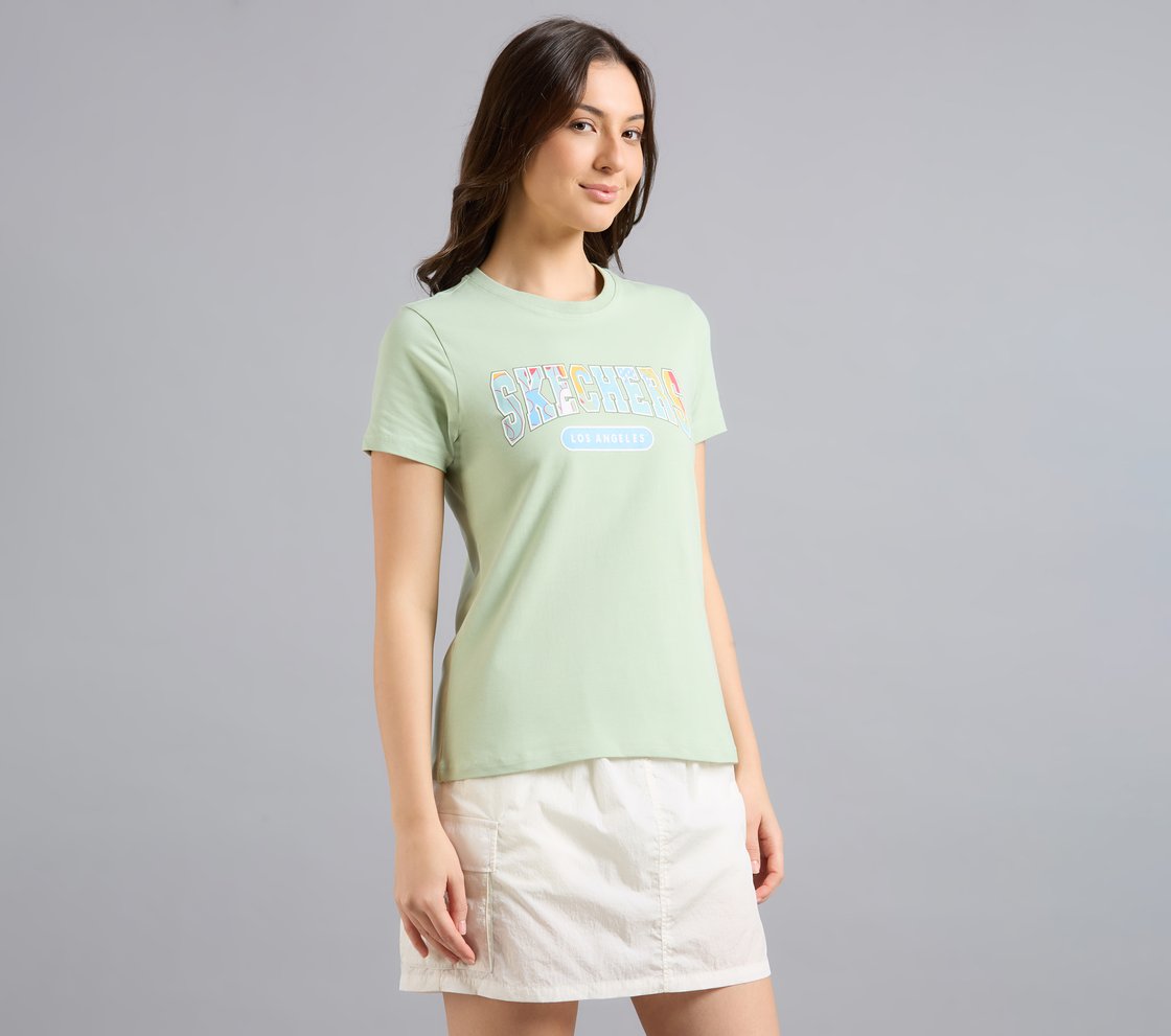 VARSITY DOODLE TSHIRT, YELLOW/BLUE Apparel Bottom View