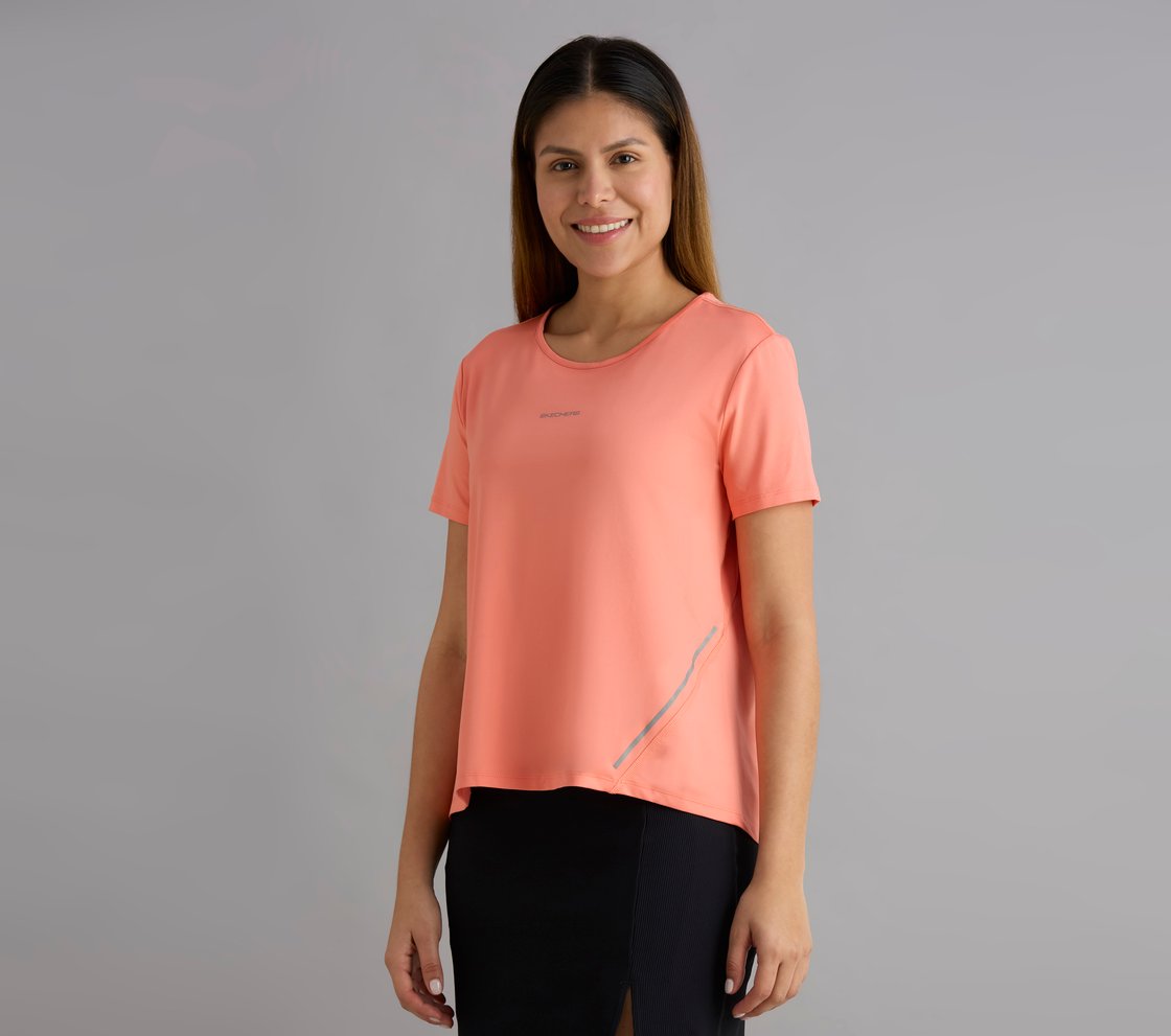 REFLECTIVE TAPE DETAILED TEE, NEON YELLOW/ORANGE Apparel Top View