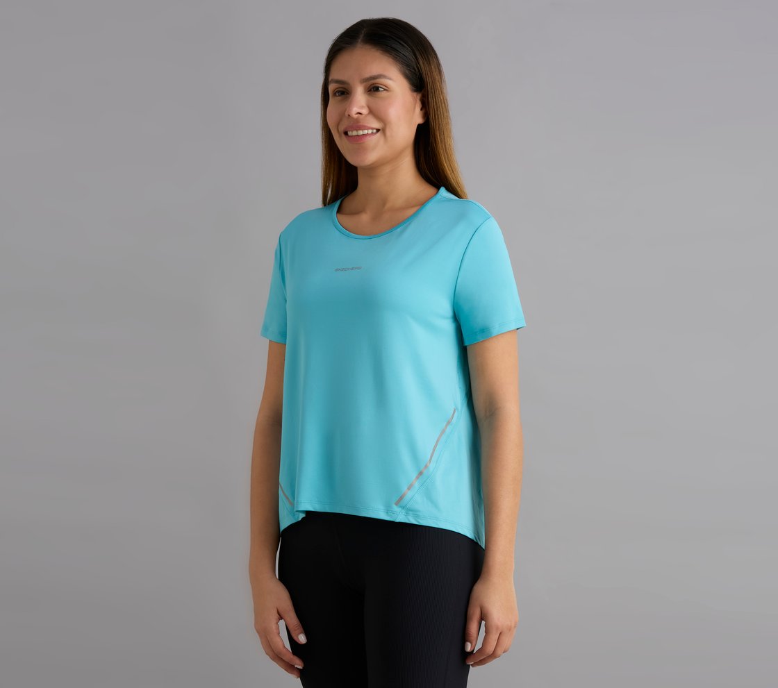 REFLECTIVE TAPE DETAILED TEE, TAUPE/BLUE Apparel Top View