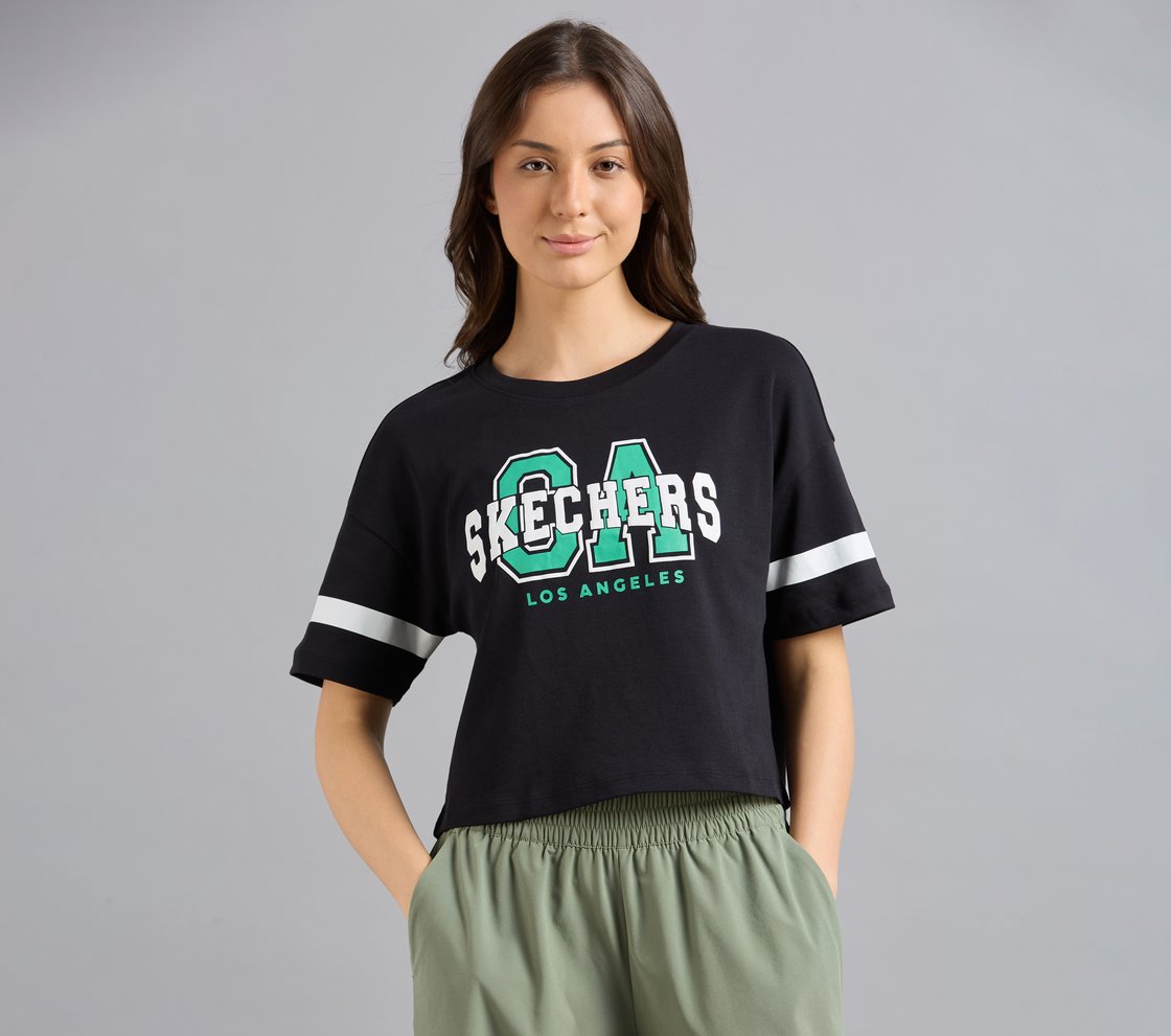 VARSITY PRINT TEE, BLACK