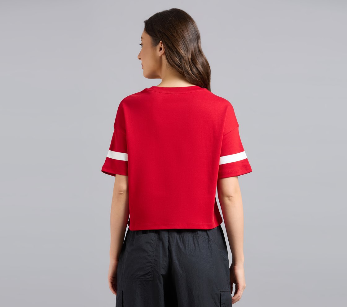 VARSITY PRINT TEE, GRAY/RED Apparel Left View