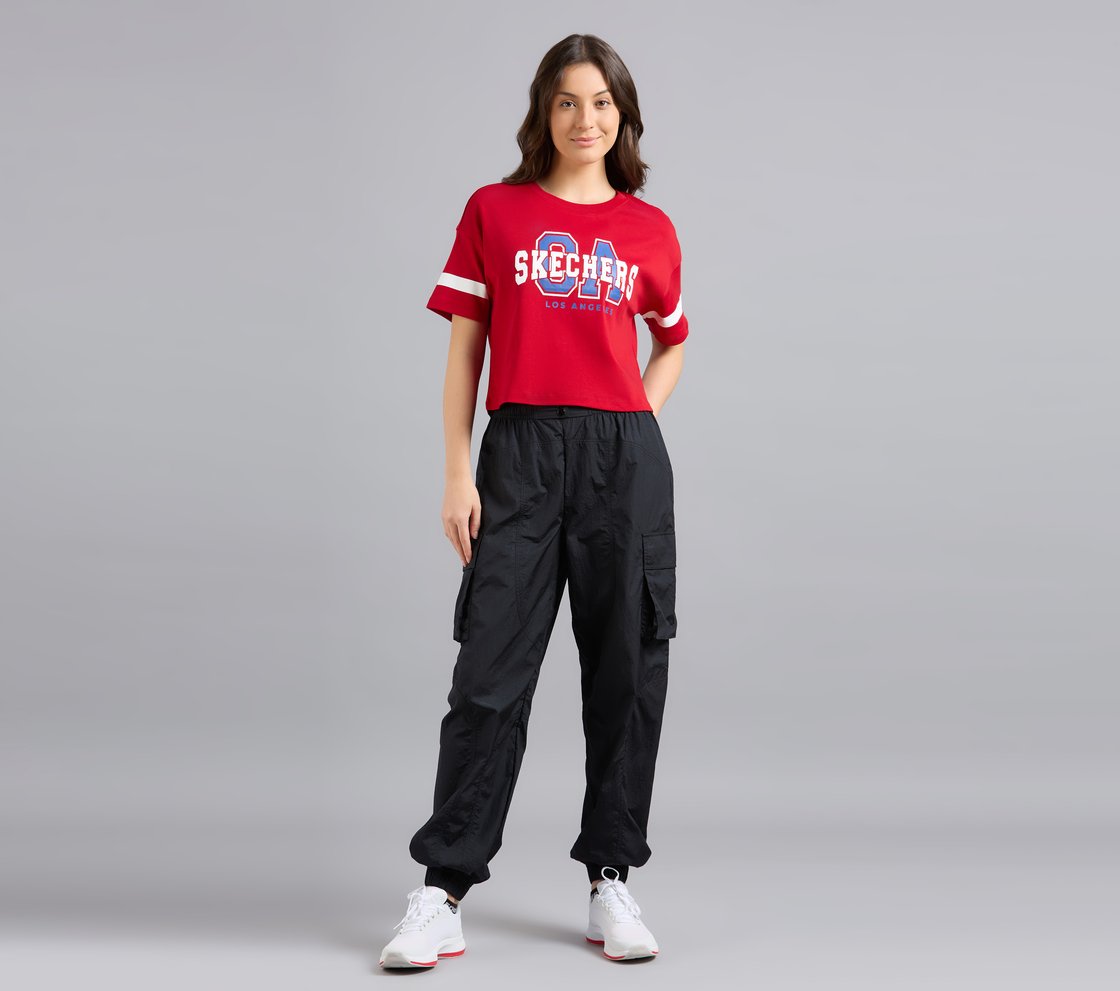 VARSITY PRINT TEE, GRAY/RED Apparel Right View