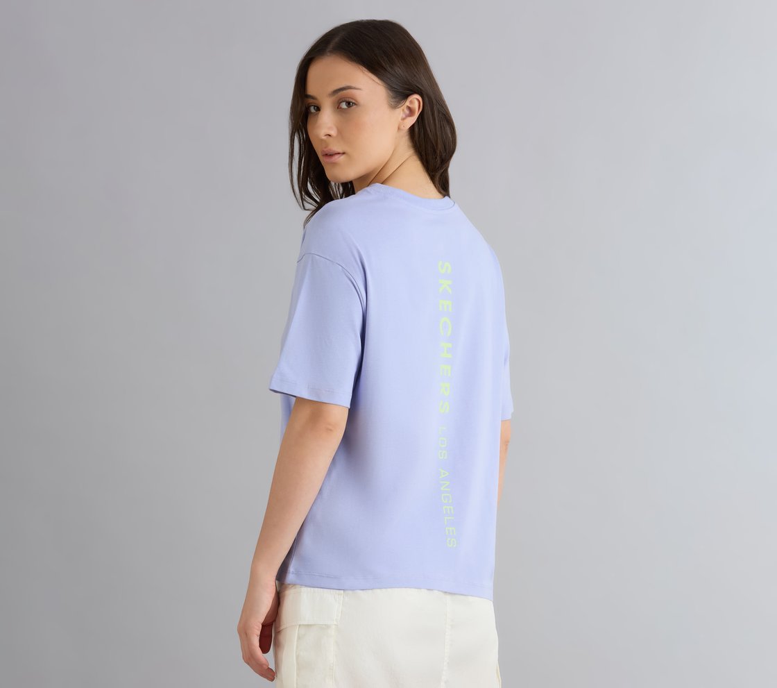 OVERSIZED LONG BACK PRINT TEE, PURPLE/LAVENDER Apparel Bottom View