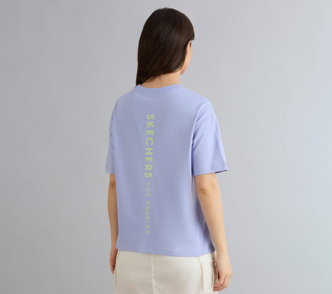 OVERSIZED LONG BACK PRINT TEE, PURPLE/LAVENDER Apparel Left View