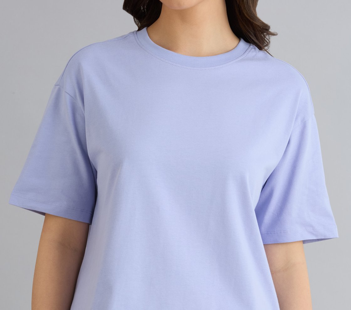 OVERSIZED LONG BACK PRINT TEE, PURPLE/LAVENDER Apparel Right View