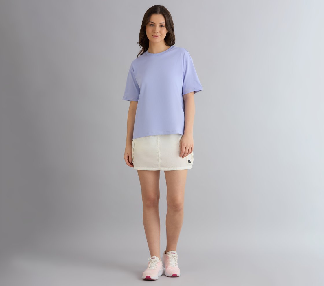 OVERSIZED LONG BACK PRINT TEE, PURPLE/LAVENDER Apparel Right View