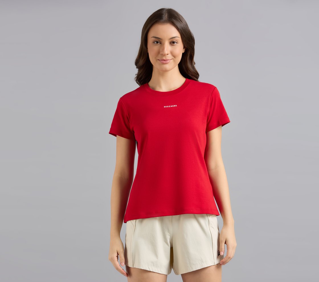 BASIC BRANDED INTERLOCK TEE, GRAY/RED Apparel Lateral View